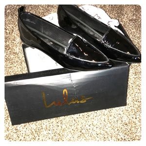 Emmy Black Patent Pointed Loafers